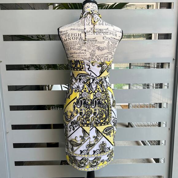 Cache Vintage Y2K Paisley Criss Cross Halter Dress Size XS - Picture 4 of 10